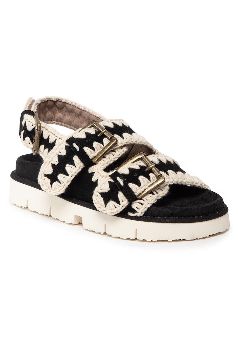 Mou Sandale dama - SW461003A - Piele naturala - 38 EU - Alb/Negru - Alb/Negru