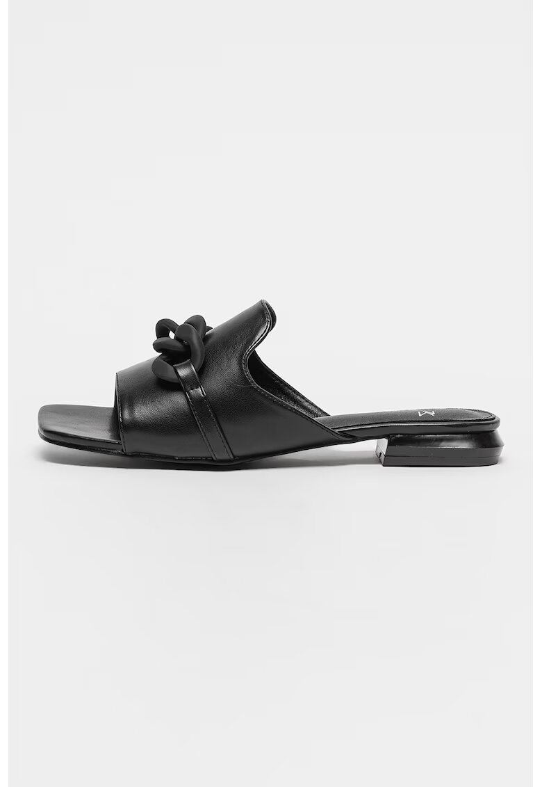 MUSK Papuci de piele ecologica - Negru