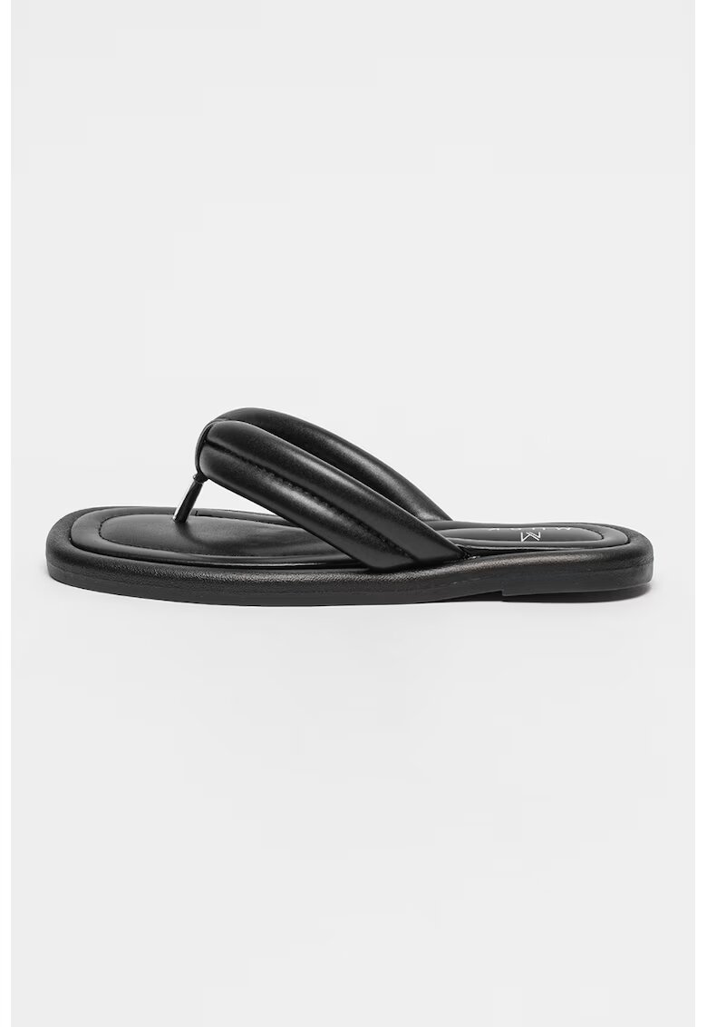 MUSK Papuci flip-flop de piele ecologica - Negru