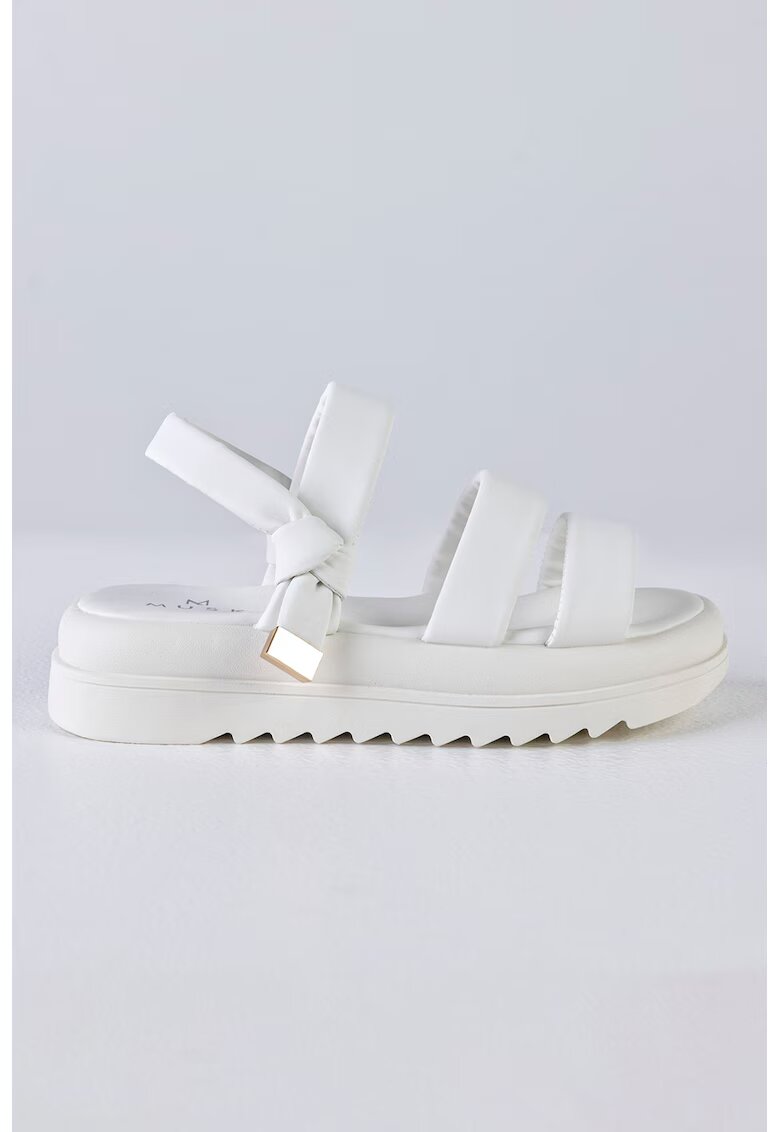 MUSK Sandale wedge de piele ecologica - Alb optic