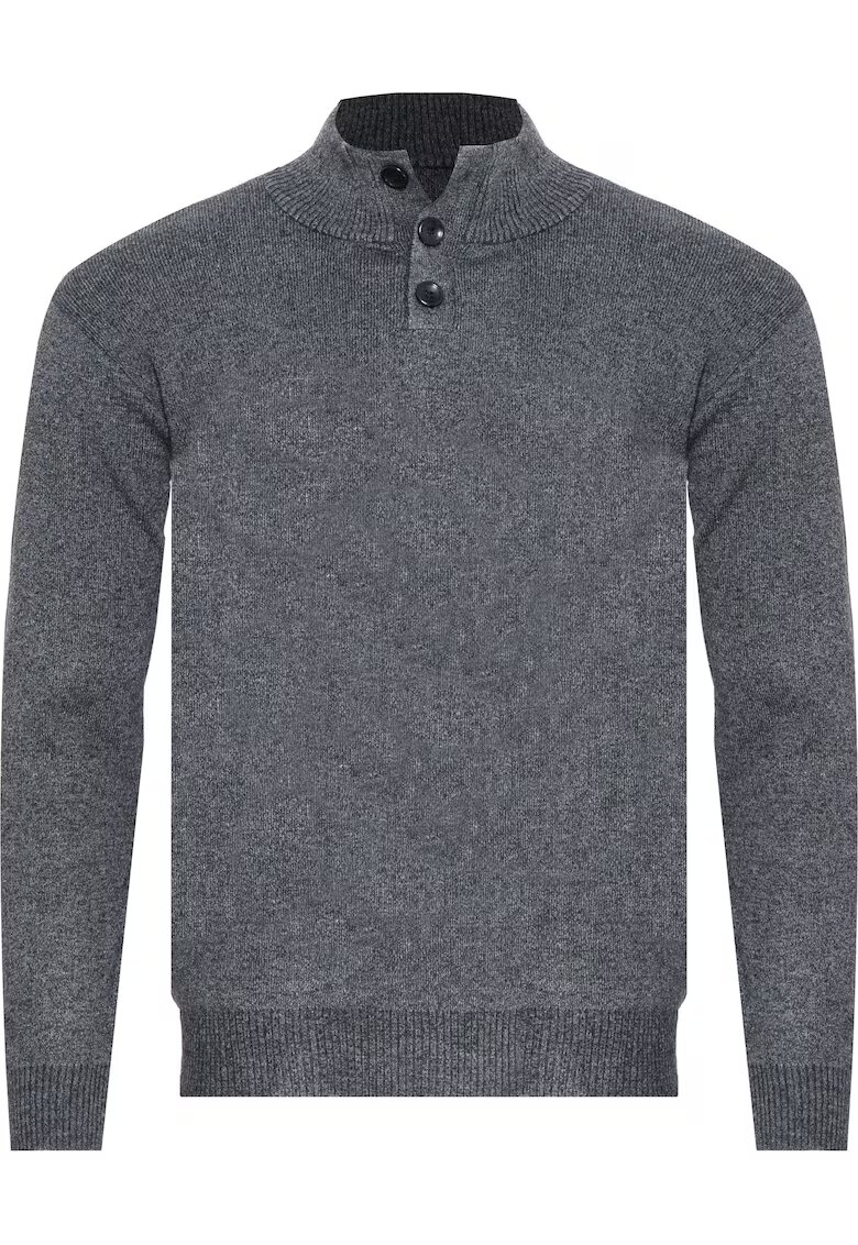 Must Pulover barbati - S8212 - guler scurt - gri deschis - material moale