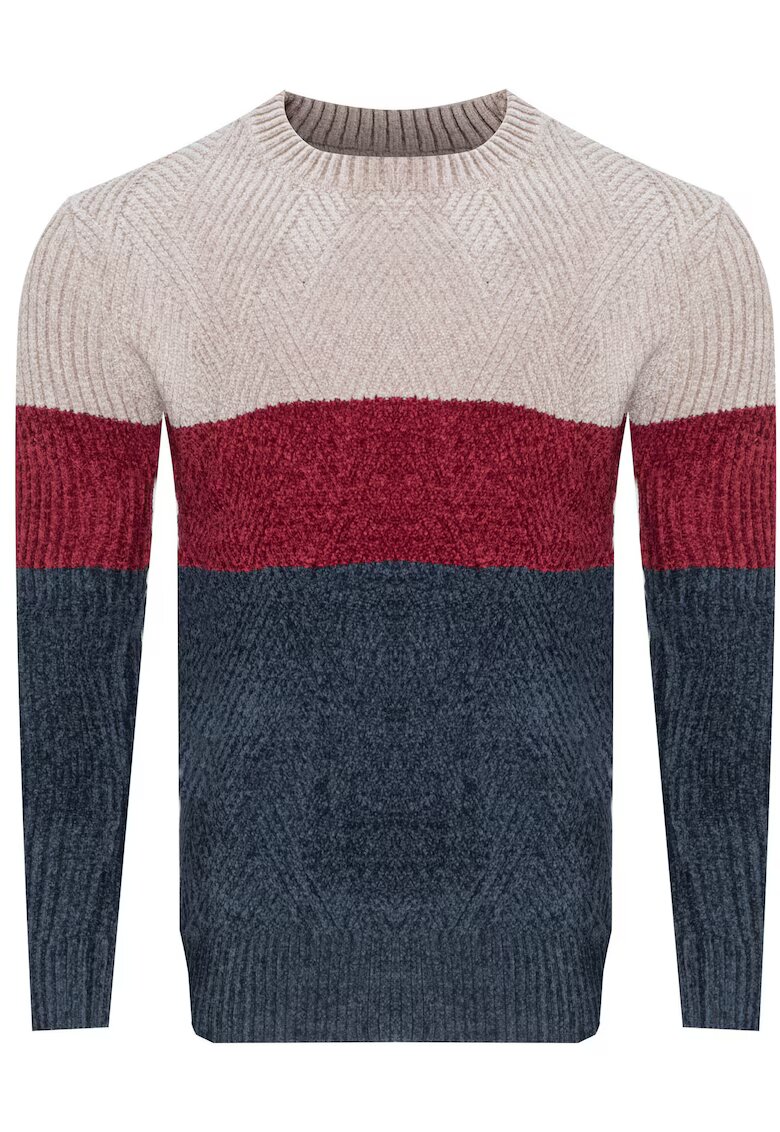 Must Pulover barbati - S8668 - bej-bordo-bleumarin - 2 culori - fabrica tricotata