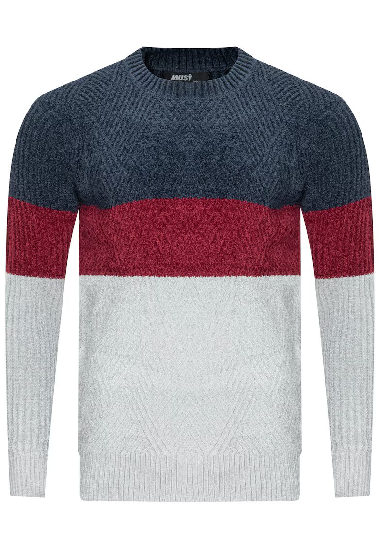Must Pulover barbati - S8668 - bleumarin-bordo-gri - 100% bumbac