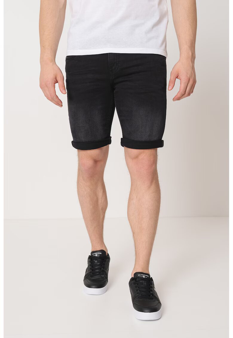 Mustang Bermude de denim cu talie medie - Negru