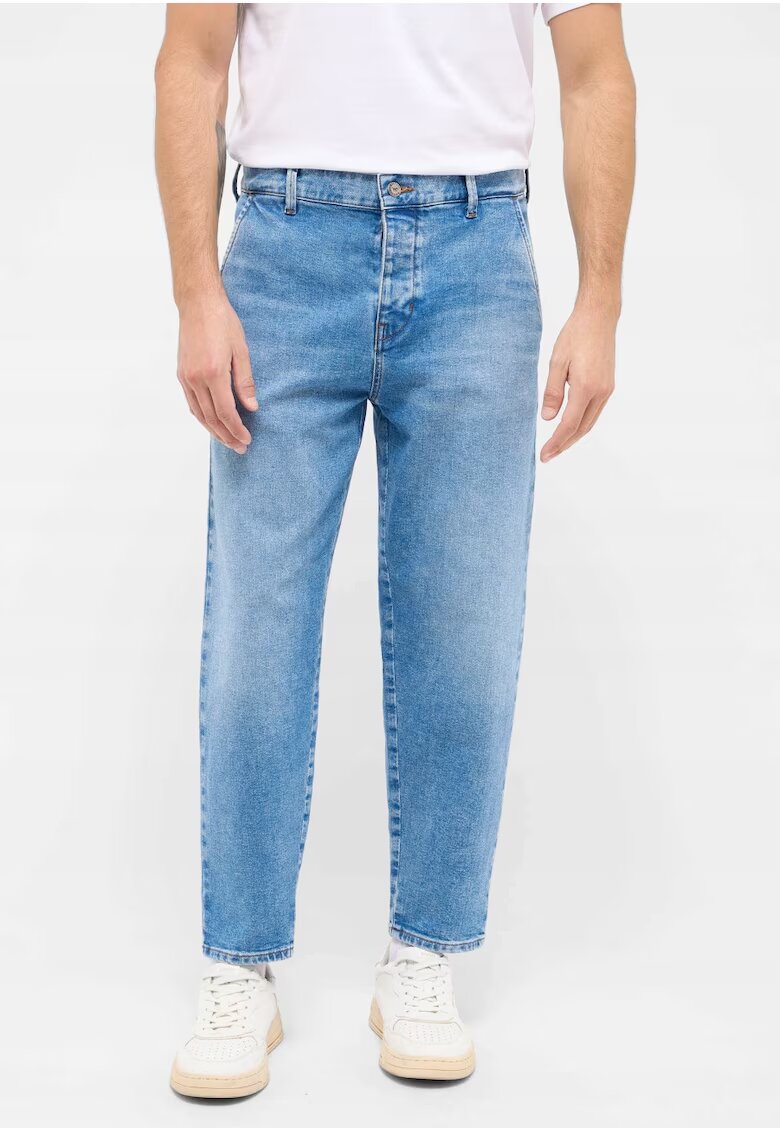 Mustang Blugi Barbati - Toledo - Loose Fit - Talie Joasa - Fermoar - Lungi - 5 Buzunare - Bumbac - Elastan - W32-L32 US - Albastru