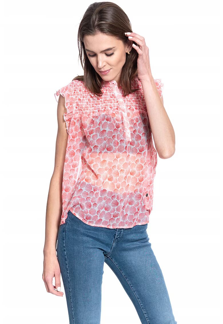 Mustang Bluza Dama - Bluza Smock Elsa - Croi Normal - Inchidere: Nasturi - Compozitie Material: 100% Bumbac - Croi: Drept - Marime S - Roz