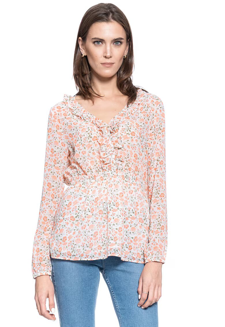 Mustang Bluza Dama - Emma V Flounce - Croi Normal - Lejera - Inchidere: Nasturi - Compozitie Material: 100% Bumbac - M Intl - Multicolor