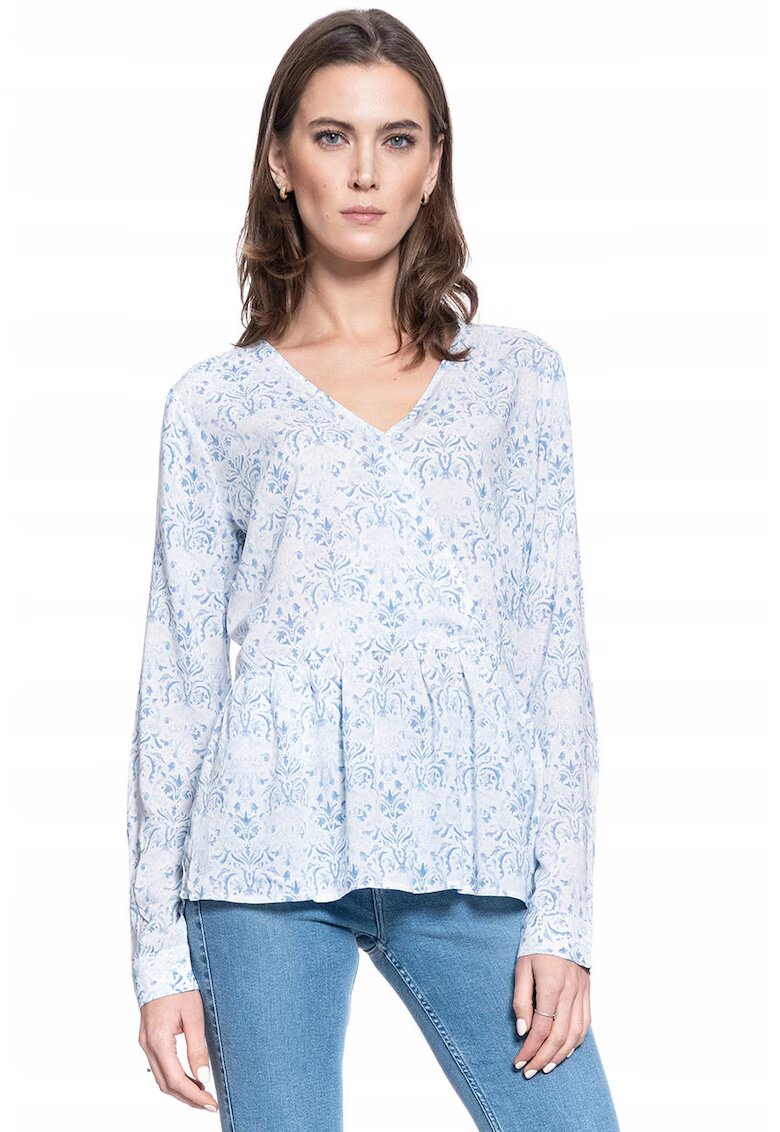 Mustang Bluza Dama - Erika V - Croi Normal - 100% Bumbac - Fara Inchidere - Maneci Lungi - Marime S - Albastru