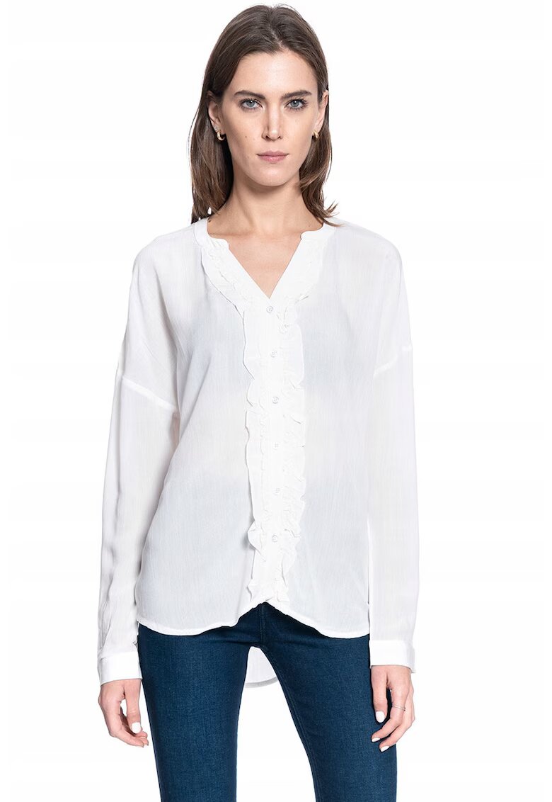 Mustang Camasa Dama - Edda V Ruffles - Croi: Regular Fit - Inchidere: Nasturi - Material: 100% Bumbac - Numar Buzunare: 0 - Marime S - Alb