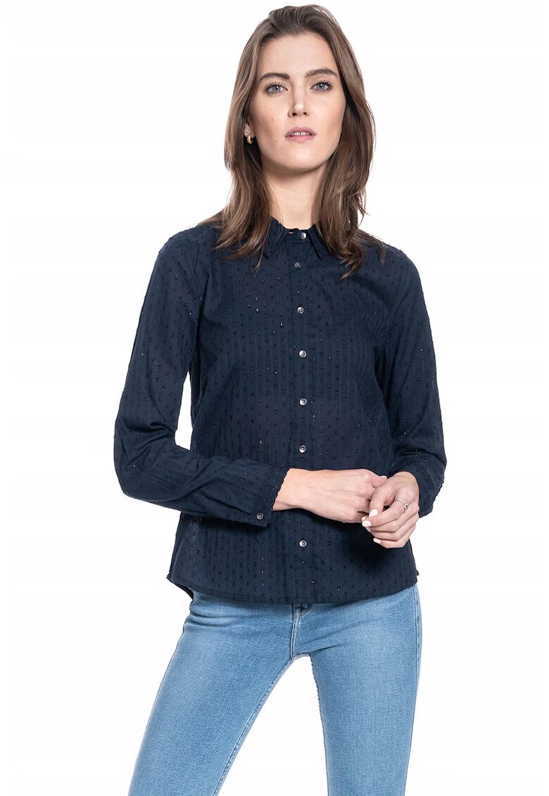 Mustang Camasa De Dama Din Material - Emma Kc Dobby - Croi: Regular Fit - Inchidere: Nasturi - Compozitie Material: 100% Bumbac - Numar De Buzunare: 0 - Marime S - Albastru