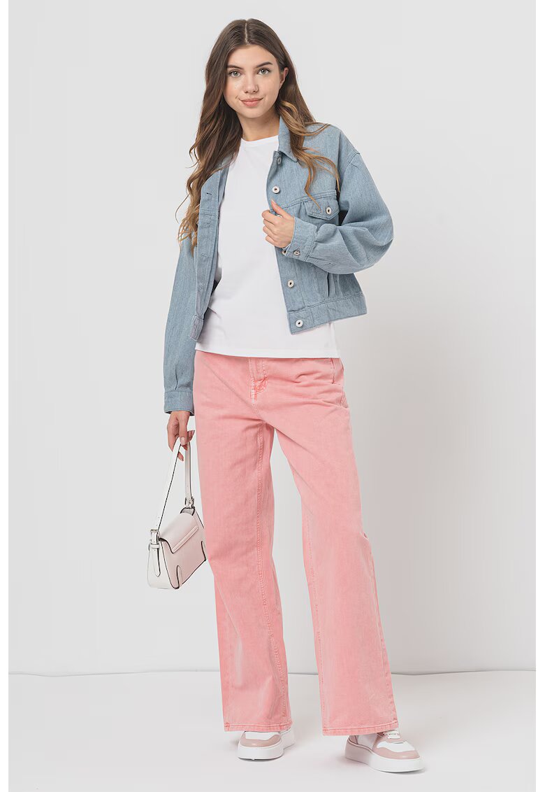 Mustang Jacheta crop din denim cu nasturi - Albastru prafuit