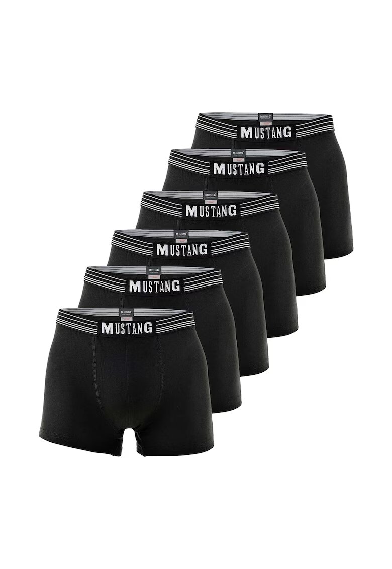 Mustang Set de boxeri cu banda logo - 6 perechi - Negru