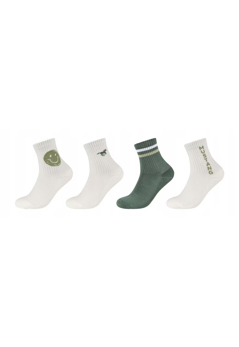 Mustang Sosete Barbati - MU32019 – 7370 - 4 Perechi - Lungi - Design Simplu Cu Logo - Confortabile Si Respirabile - Calitate Superioara - Bumbac - 39-42 UE - Multicolor
