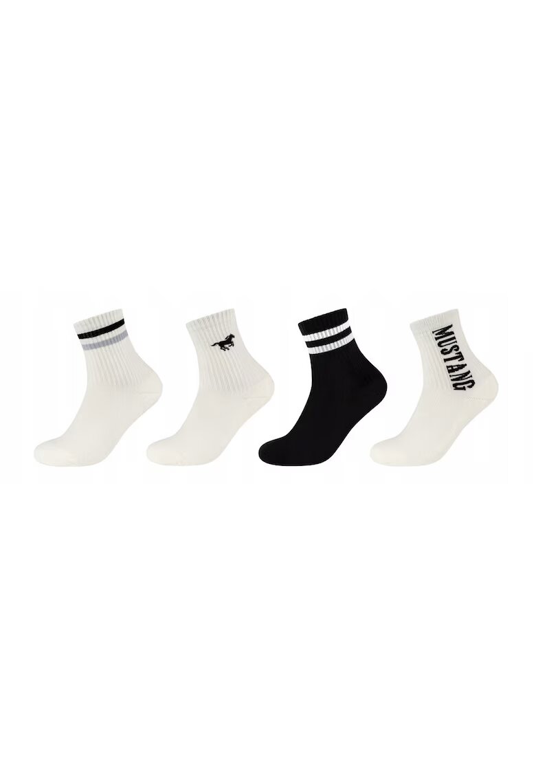 Mustang Sosete Barbati - MU32019 – 9999 - 4 Perechi - Regular Fit - Design Simplu Cu Logo - Lungi - Confortabile Si Respirabile - Bumbac - Marimea 39-42 EU - Multicolor