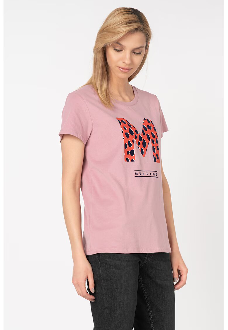 Mustang Tricou cu aplicatie logo din catifea Alina - Lila pal