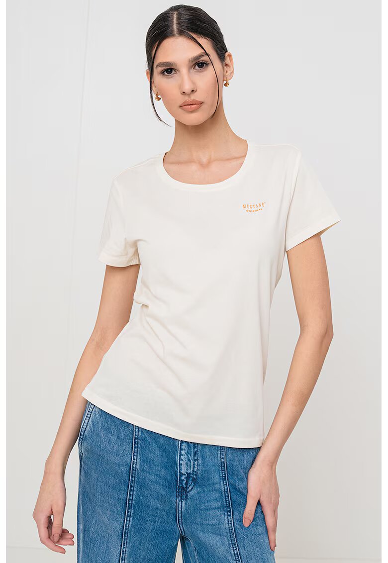 Mustang Tricou cu decolteu rotund - Alb murdar