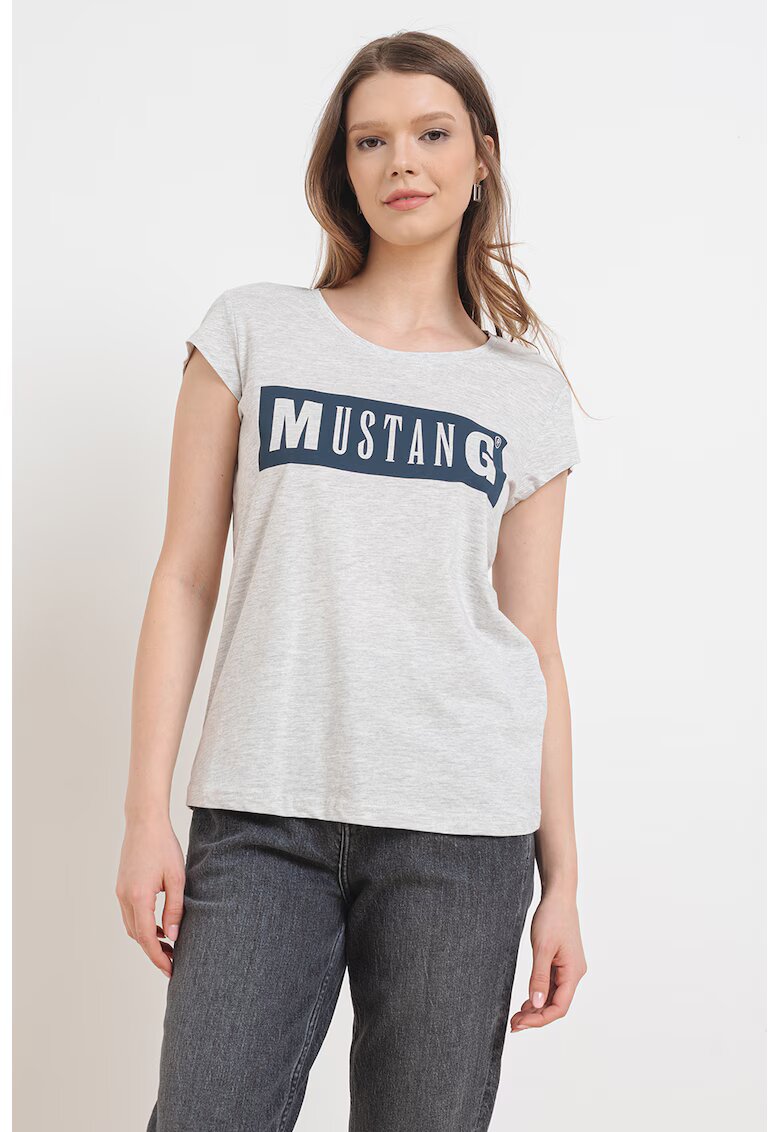 Mustang Tricou cu imprimeu logo Alina - Gri deschis