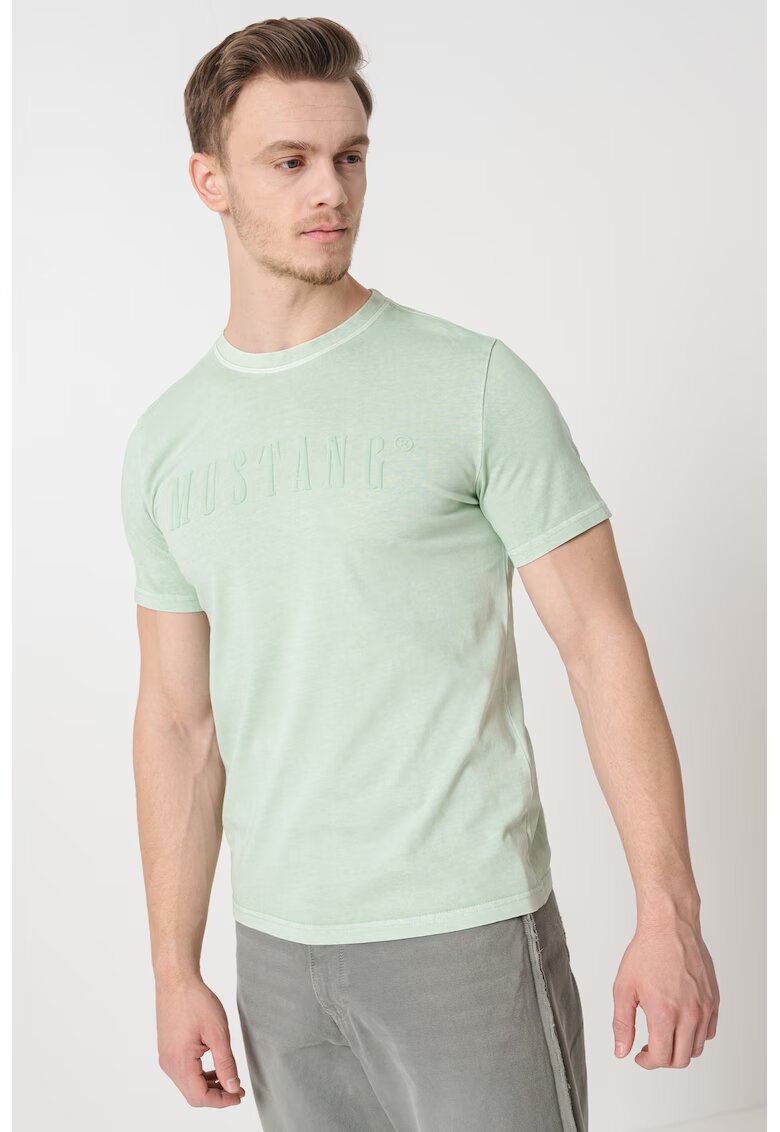Mustang Tricou cu logo pe piept - Verde menta