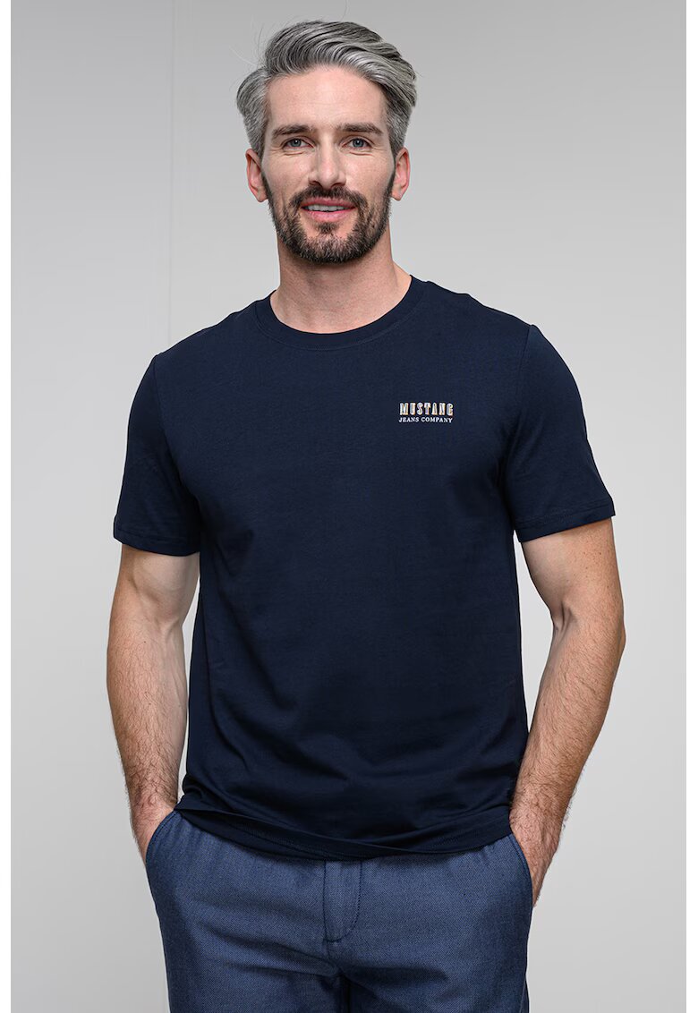 Mustang Tricou din bumbac cu imprimeu pe partea din spate Austin - Bleumarin
