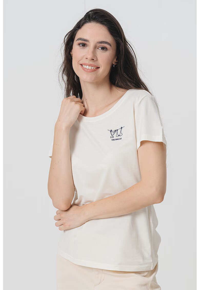 Mustang Tricou lejer cu decolteu rotund - Negru/Bej