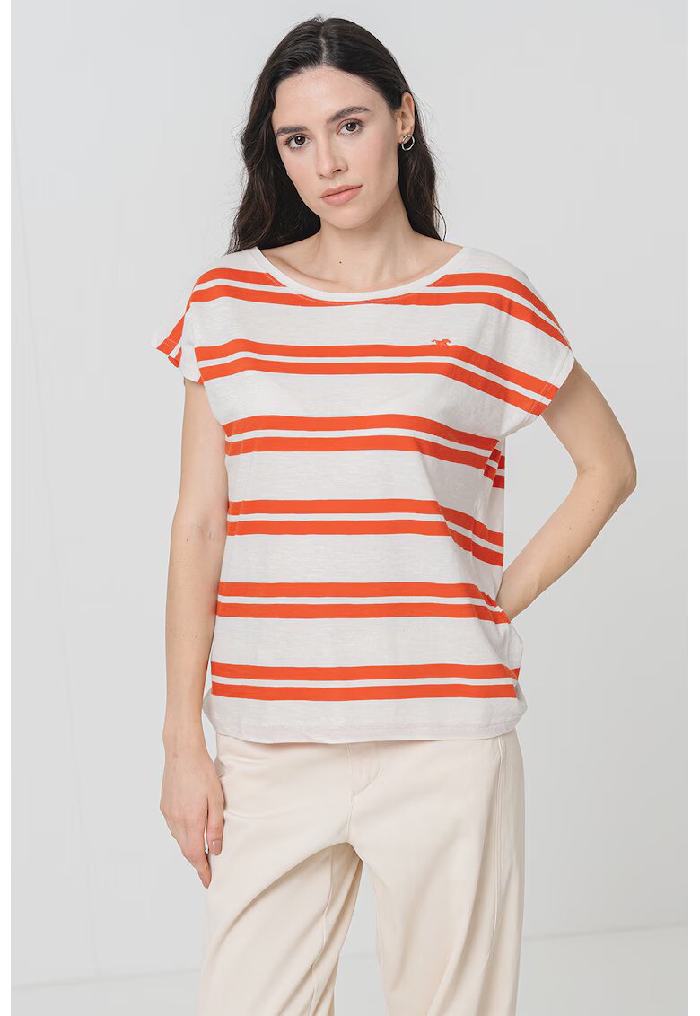 Mustang Tricou lejer din bumbac Lesley - Portocaliu inchis/Alb murdar