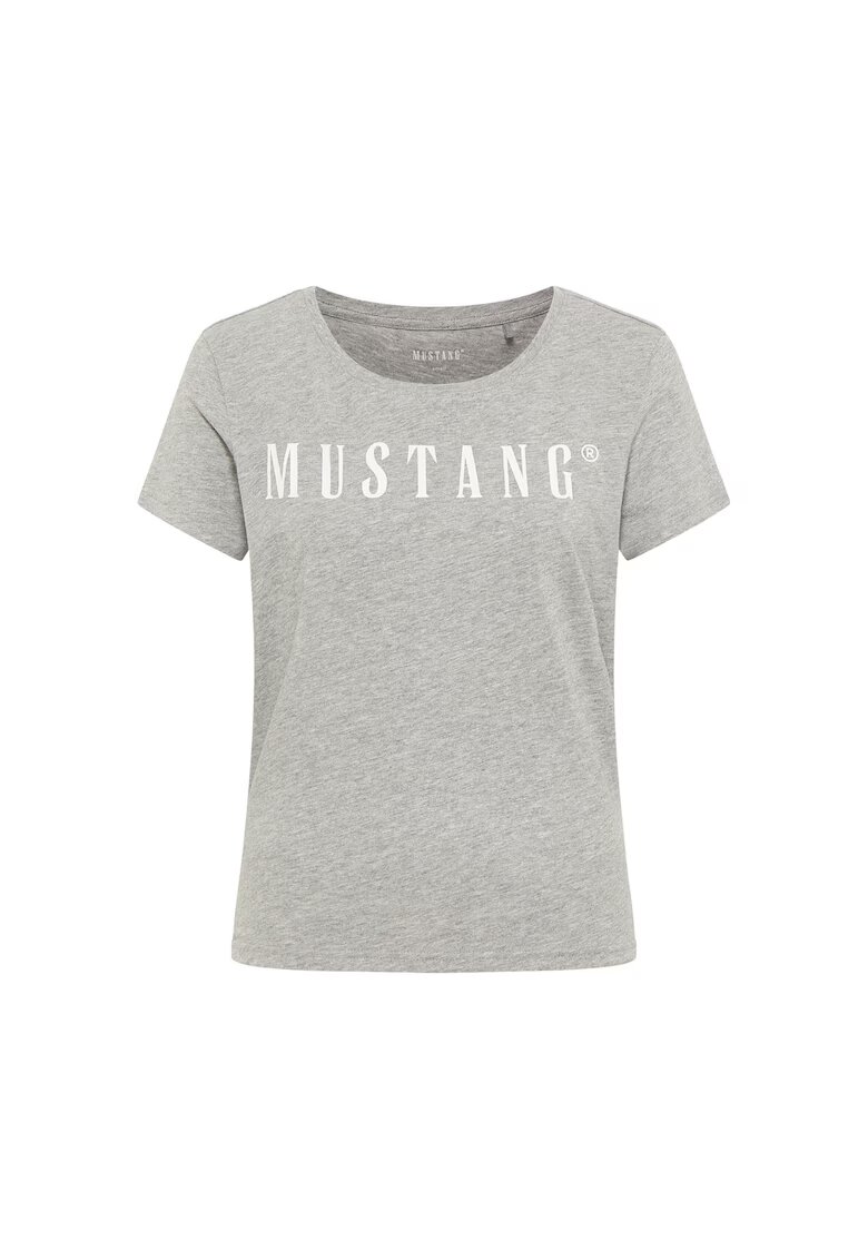 Mustang Tricou regular fit cu imprimeu logo - Gri