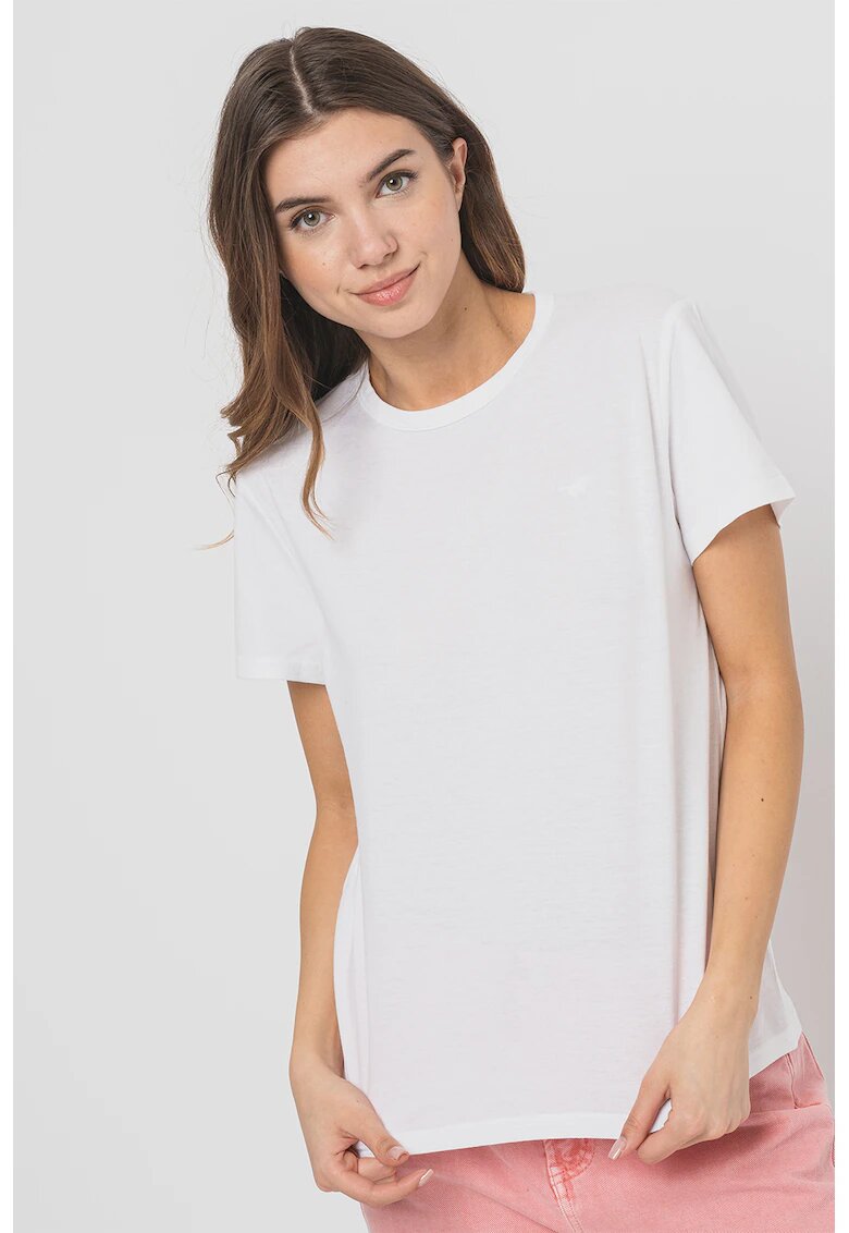 Mustang Tricou uni cu decolteu la baza gatului - Alb