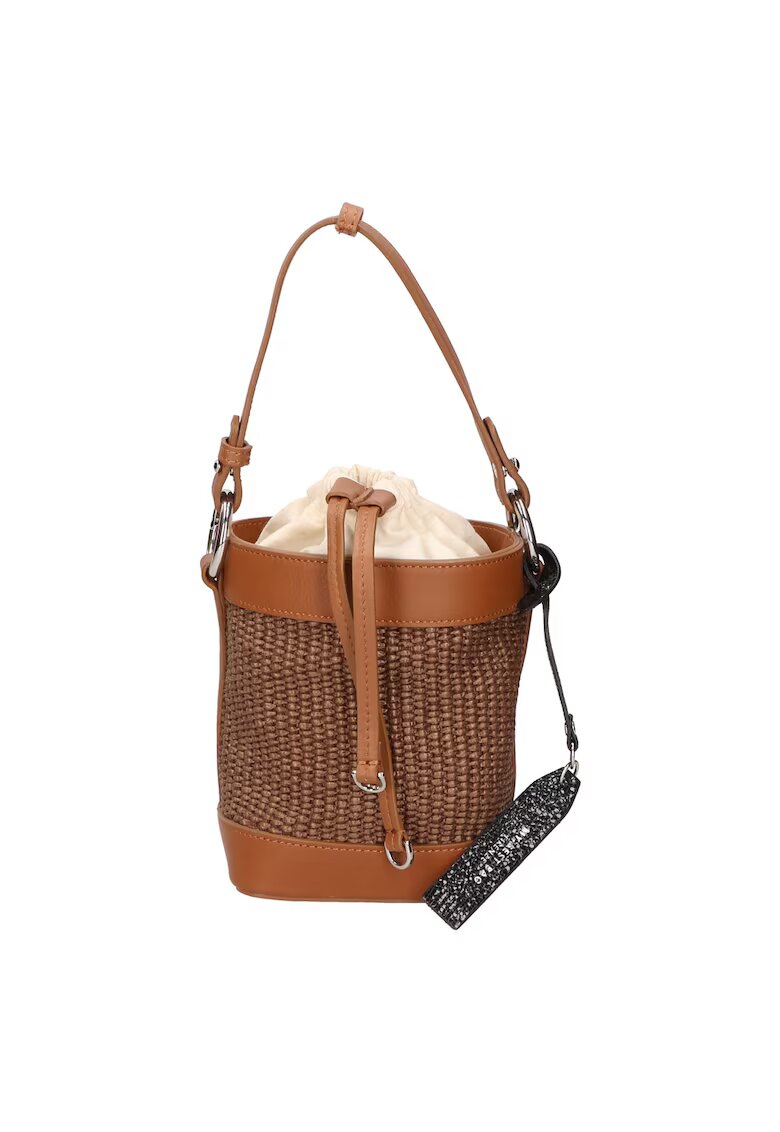 My-Best Bag Geanta bucket cu detalii de piele - Maro inchis