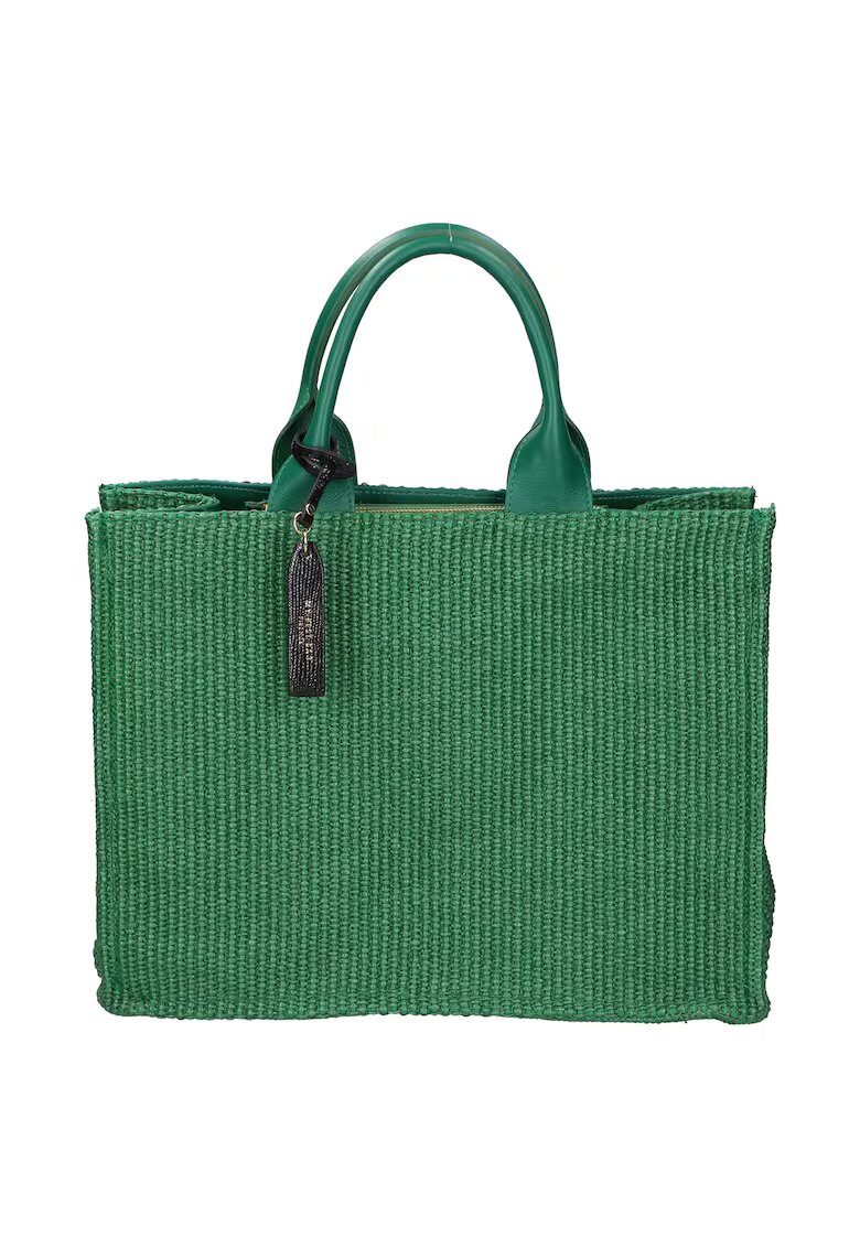 My-Best Bag Geanta de piele si material textil cu maner - Verde