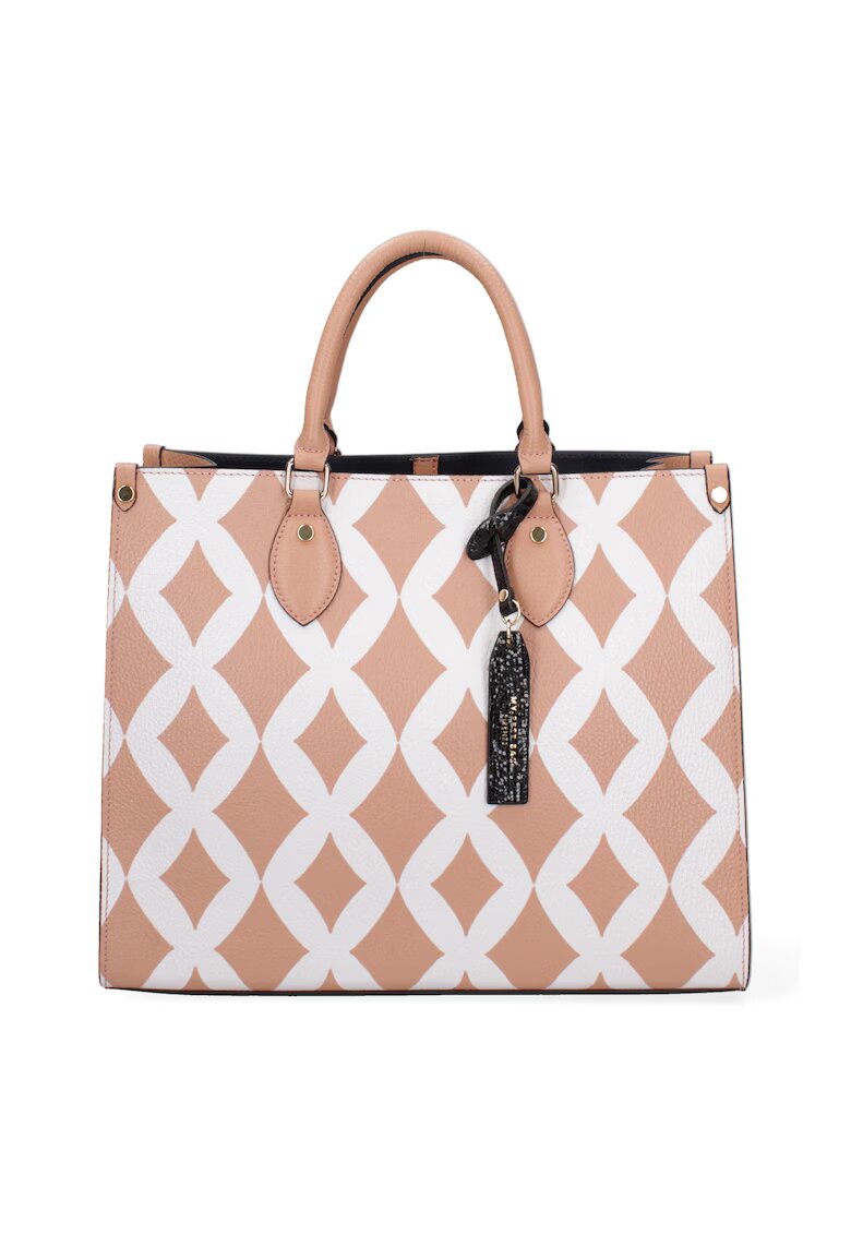 My-Best Bag Geanta tote de piele cu model 37655 - Alb/Roz somon