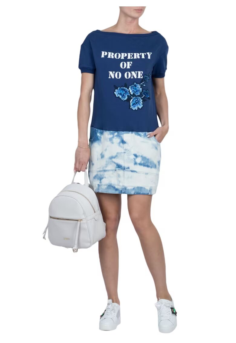 My Twin Rochie de dama bleumarin - bumbac si elastan - cu imprimeu si paiete - stil de viata -