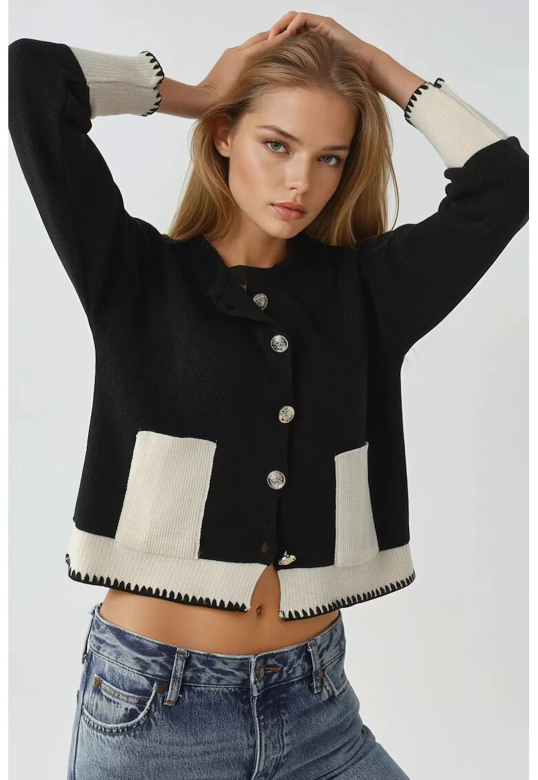 MyFashion Cardigan tricotat cu detalii de buzunar - negru - tricot - One Size