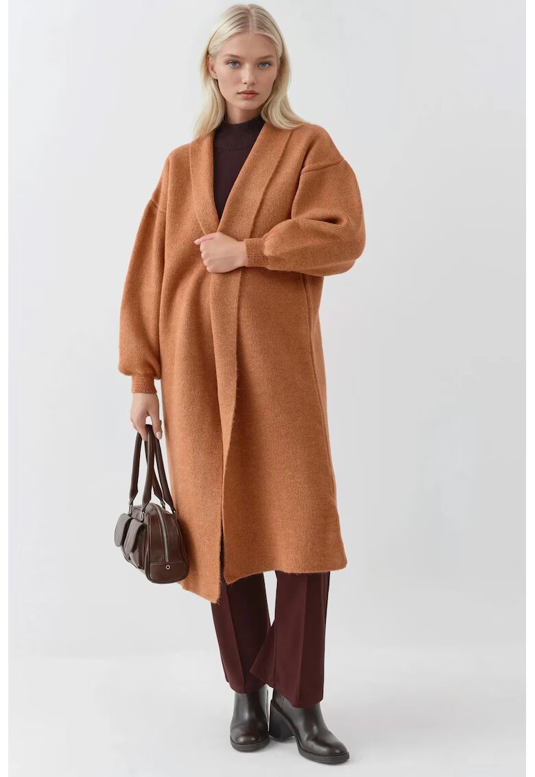 MyFashion Cardigan tricotat - lung - maro nuc - tricot - One Size
