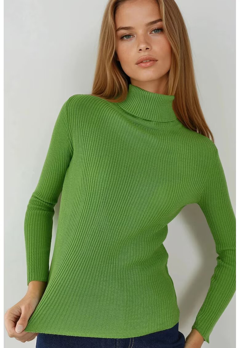MyFashion Pulover dama - mulat - texturat - verde - tricot - One Size