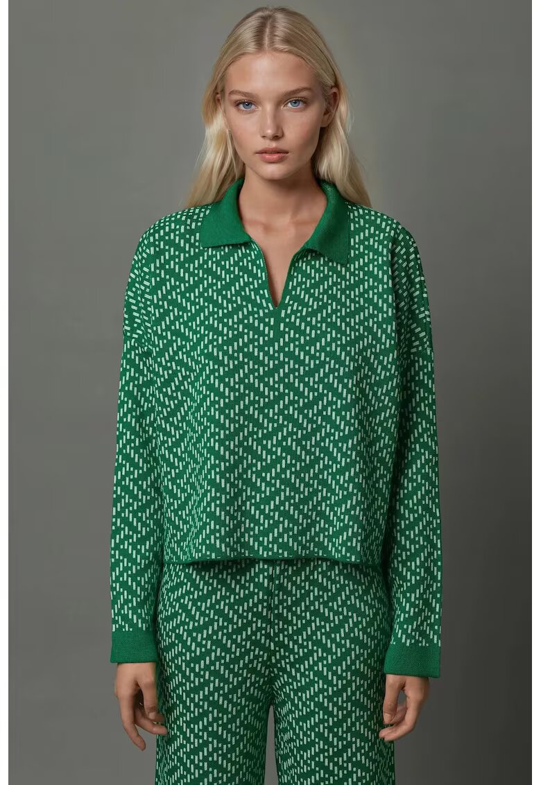 MyFashion Pulover dama - polo tricotat - model - verde - acril - One Size