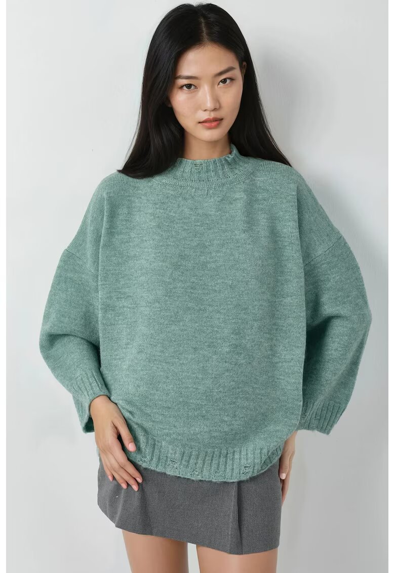 MyFashion Pulover dama - tricotat supradimensionat - verde menta - material tricot - One Size