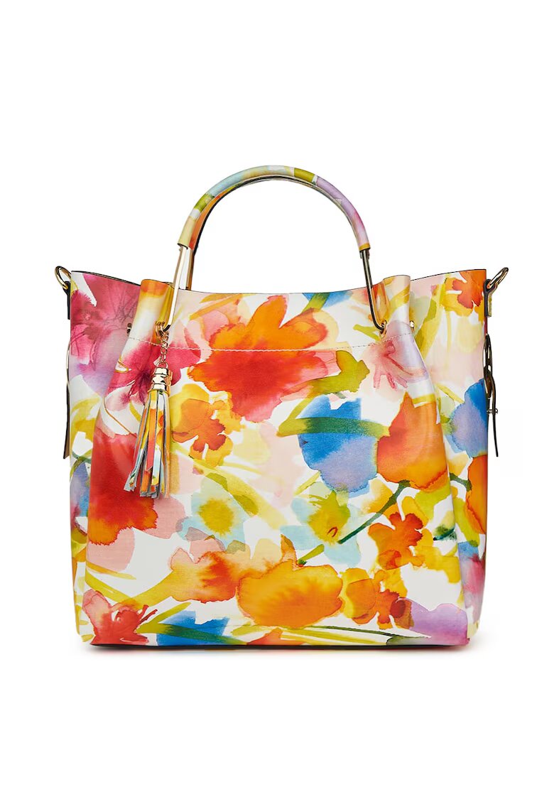 myOwn Geanta dama din piele naturala Fabiana cu model floral FF1 - Flori