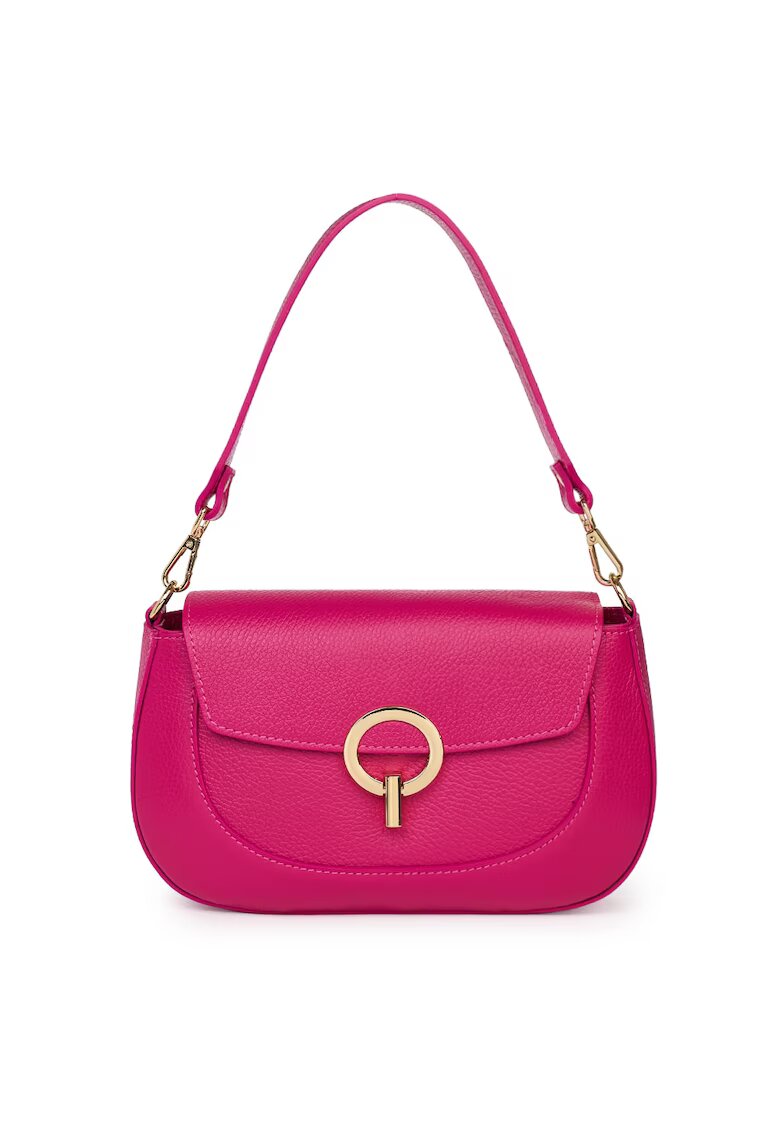 myOwn Geanta dama din piele naturala Rosalia gri - Fucsia