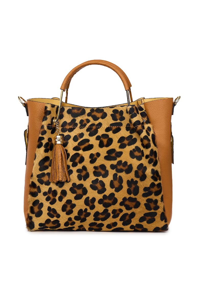 myOwn Geanta din piele cu par de ponei Fabiana - coniac/animal - Animal print/Coniac