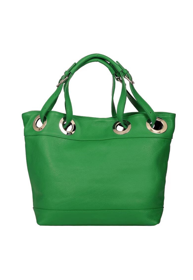 myOwn Geanta din piele naturala Stella - Verde - 32x44cm