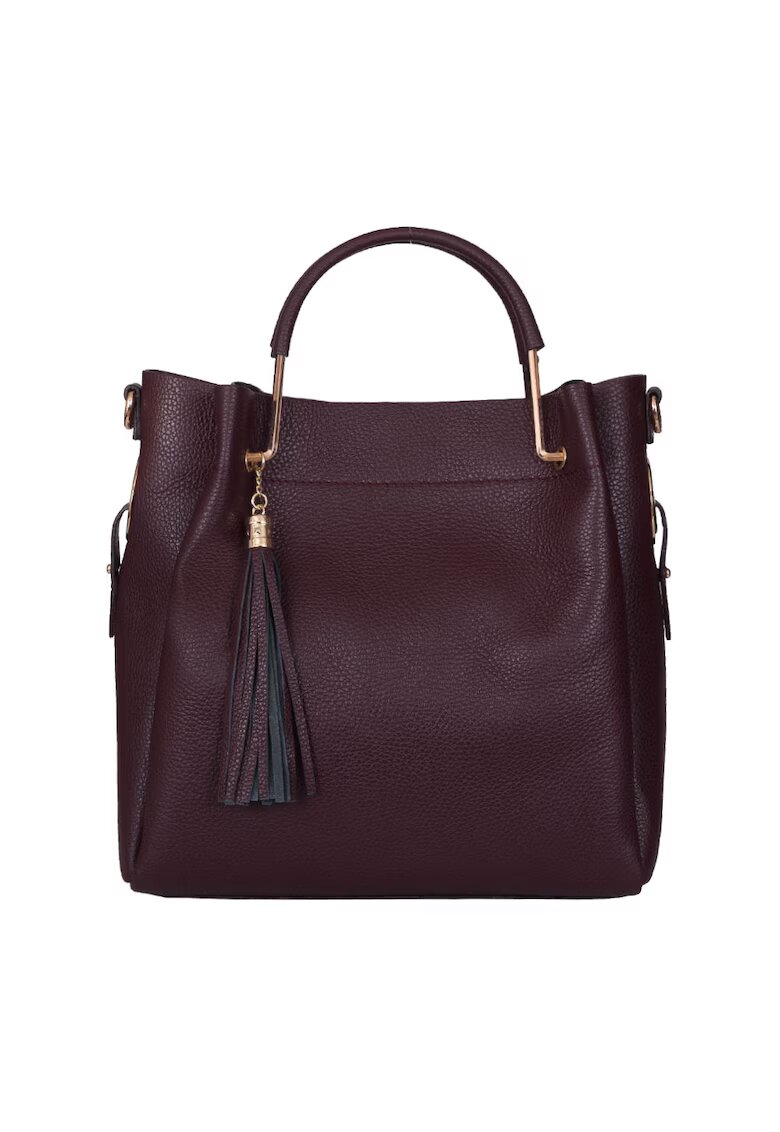 myOwn Geanta Fabiana din piele naturala pentru dama - Visiniu - 32x32cm