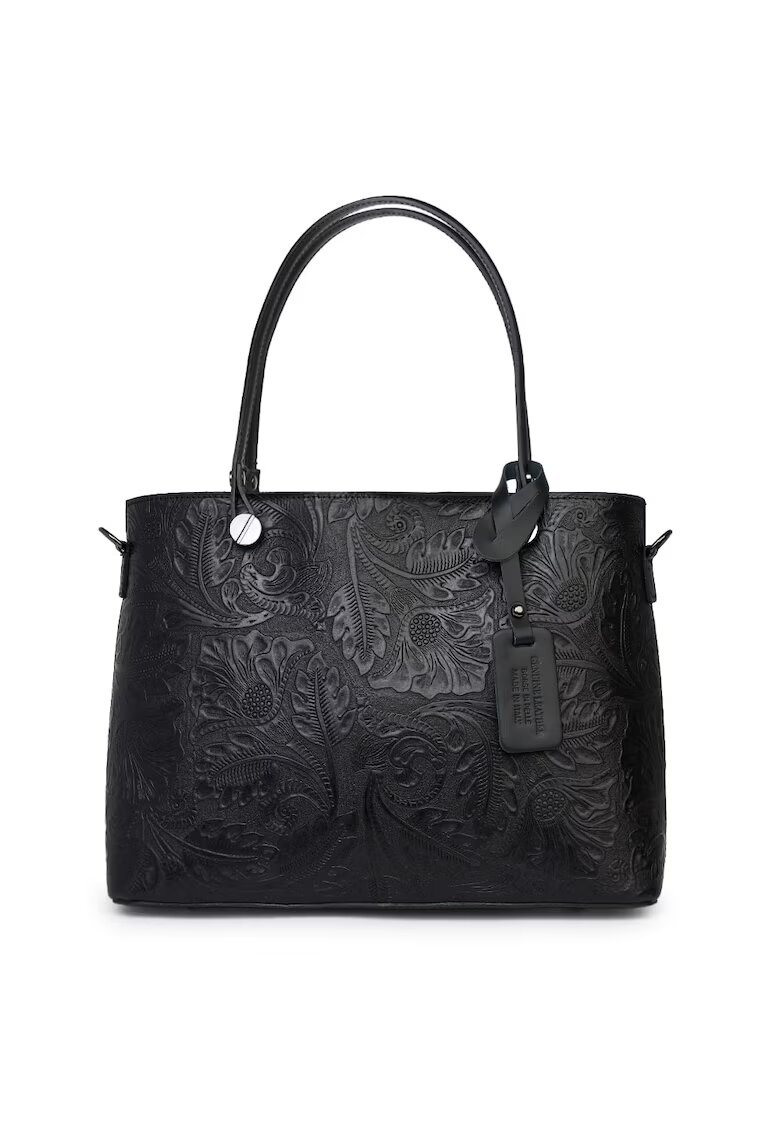 myOwn Geanta piele cu model floral Monica - Negru