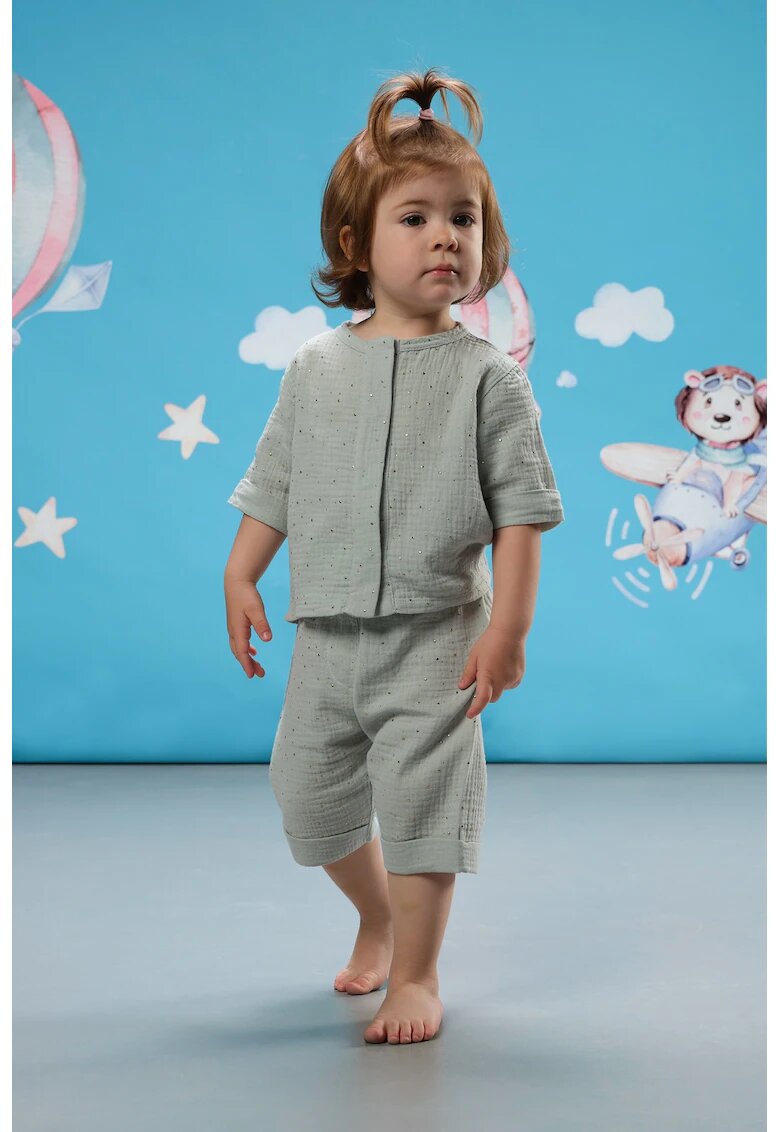 Naeve Set de pantaloni si camasa din bumbac - Verde pal