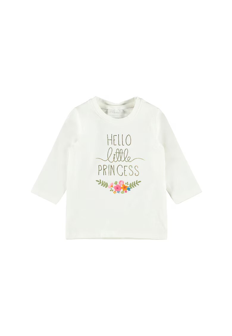 NAME IT Bluza cu imprimeu text - Alb