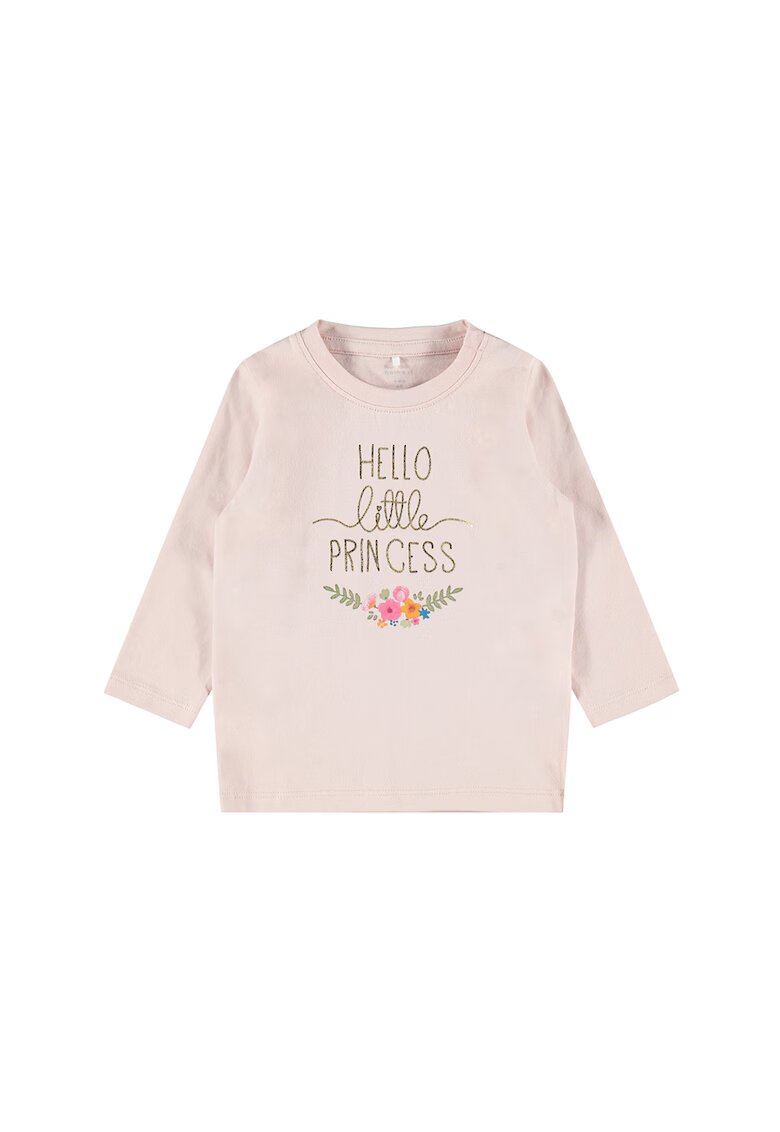 NAME IT Bluza cu imprimeu text - Verde/Roz pal