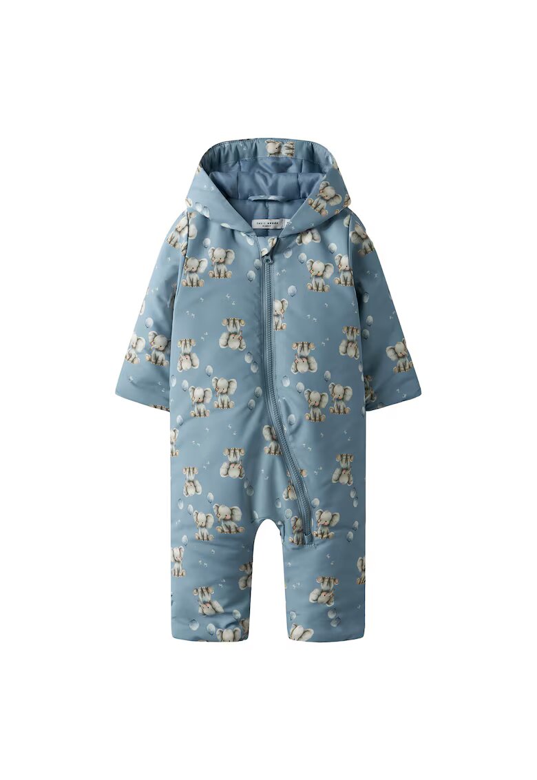 NAME IT Salopeta pentru copii - unisex - poliester - model cu elefanti - albastru