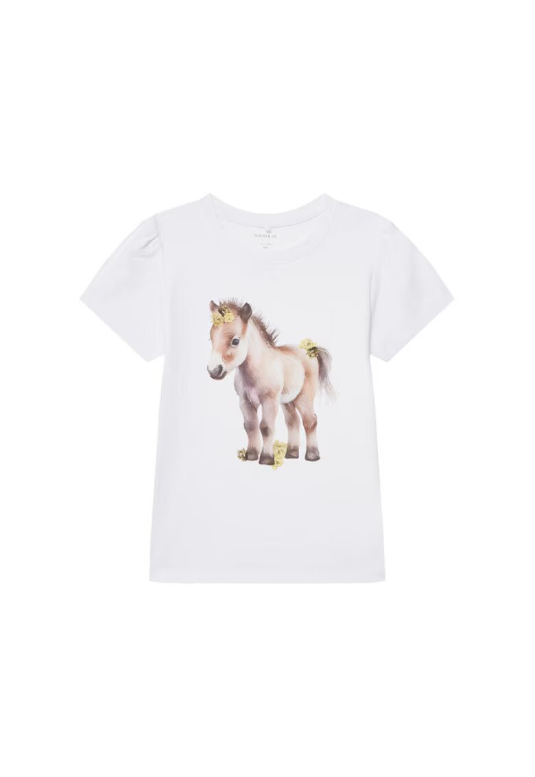 NAME IT Tricou fete 13243178 - Bumbac organic - Alb - Alb