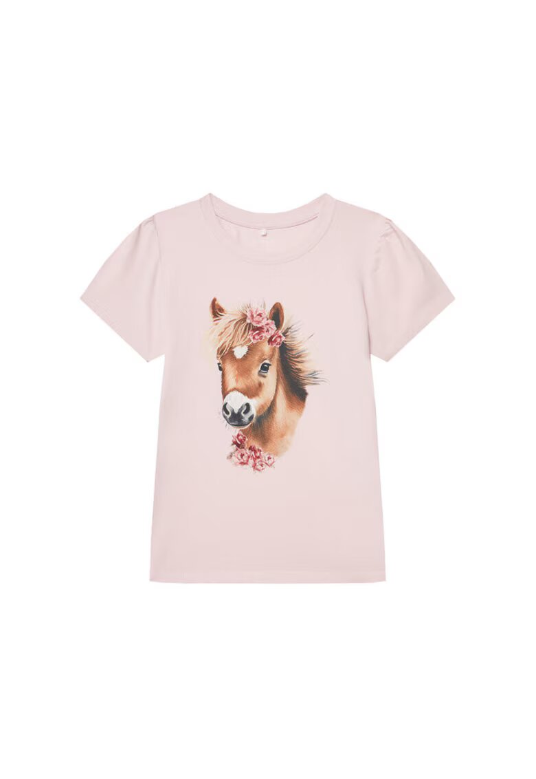 NAME IT Tricou fete 13243178 - Bumbac organic - Roz - Roz