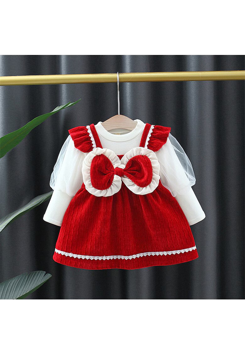 Nannie Compleu Bluza Alba si Sarafan Rosu Adina