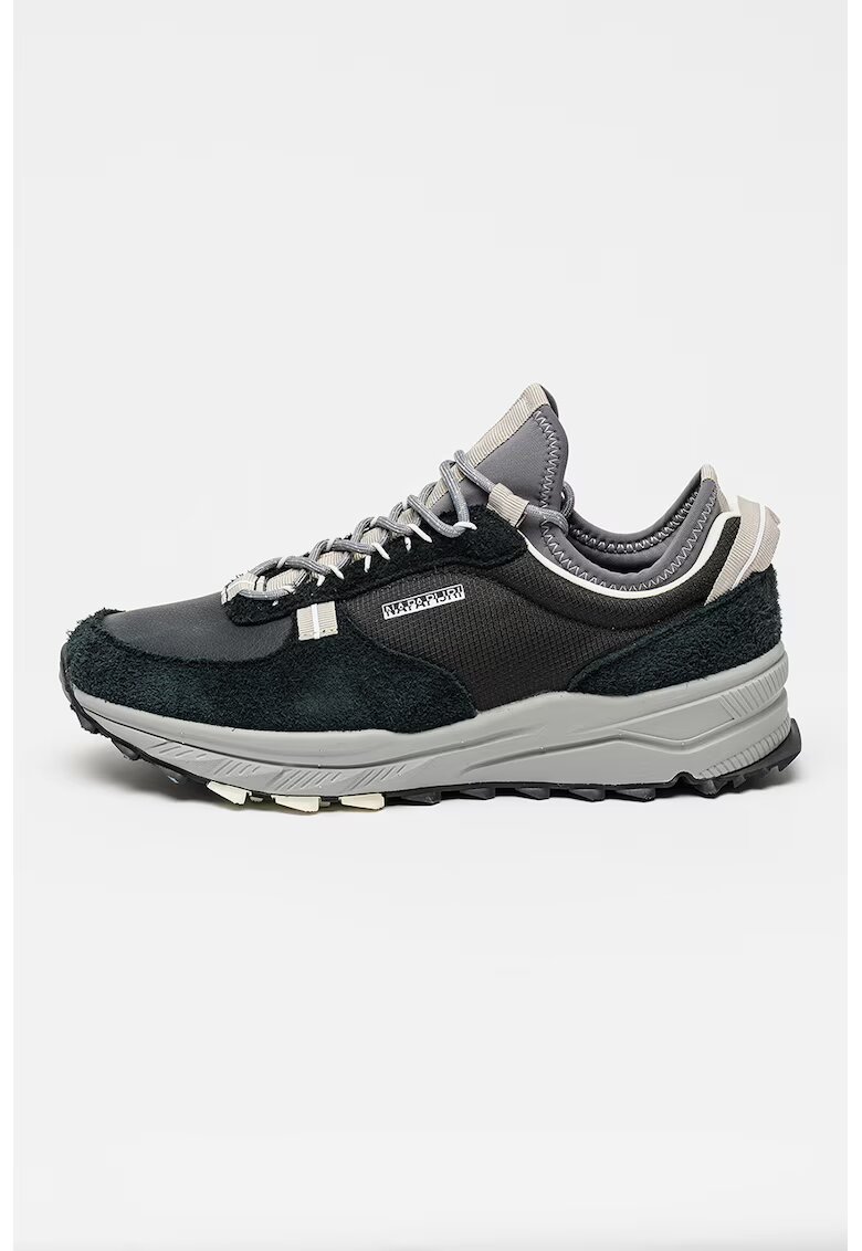 Napapijri Pantofi sport cu garnituri de piele Vortec - Verde inchis/Gri antracit